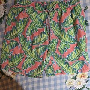 Tropical Leaf Print Swim Shorts